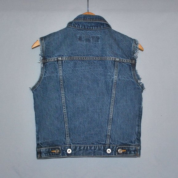Vintage Express Bleus Jean Vest Size Medium 90s Y2K - Picture 2 of 9